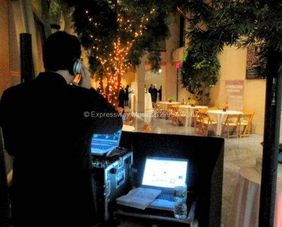 DJ Dave Swirsky before guests entered Room at Asia Society